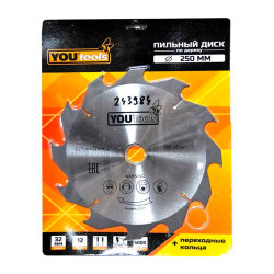 Диск пильный Yourtools Z12 по дереву 250/32 мм