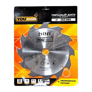 Диск пильный Yourtools Z12 по дереву 250/32 мм