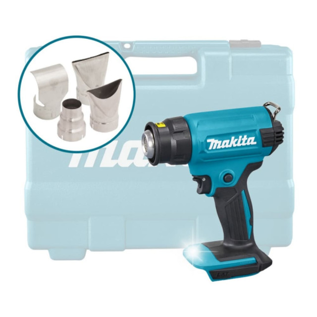 Термовоздуходувка Makita DHG180ZK18V аккумуляторная без АКБ и ЗУ 4 насадки