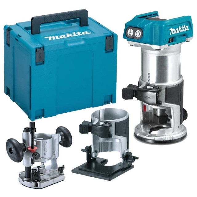Фрезер кромочный Makita DRT50ZJX2 аккумуляторный без АКБ и ЗУ с насадками