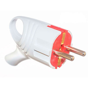 Вилка EL-BI 505-000111-800 угловая с заземлением с кольцом белый/красный