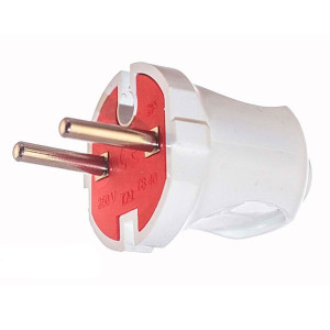 Вилка EL-BI 505-000601-810 без заземления белый/красный
