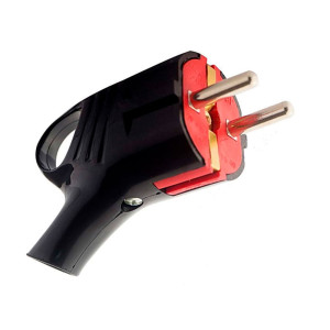 Вилка EL-BI 505-000121-800 угловая с заземлением с кольцом черный/красный