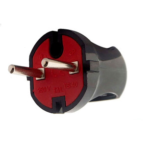 Вилка EL-BI 505-000621-810 без заземления черный/красный