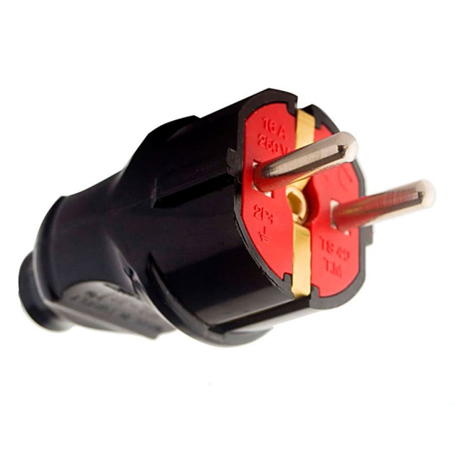 Вилка EL-BI 505-001121-816 с заземлением черный/красный