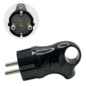 Вилка FAR F182 угловая с заземлением с кольцом черная