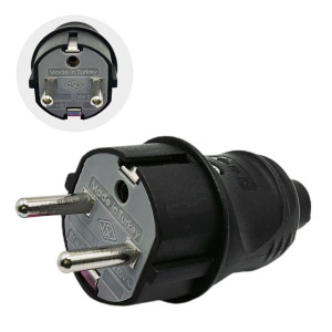 Вилка FAR F999 прямая с заземлением черная