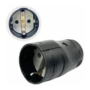 Розетка штепсельная FAR F998 c заземлением черная