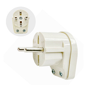 Вилка FAR F10 с заземлением угловая бакелит белая