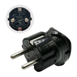 Вилка FAR F28 угловая с заземлением черная