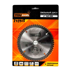 Диск пильный Yourtools Z60 по алюминию и ламинату 140/20 мм