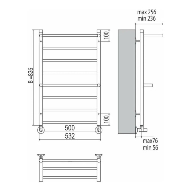 Полотенцесушитель Terminus Анкона с полкой П8 850*532 мм