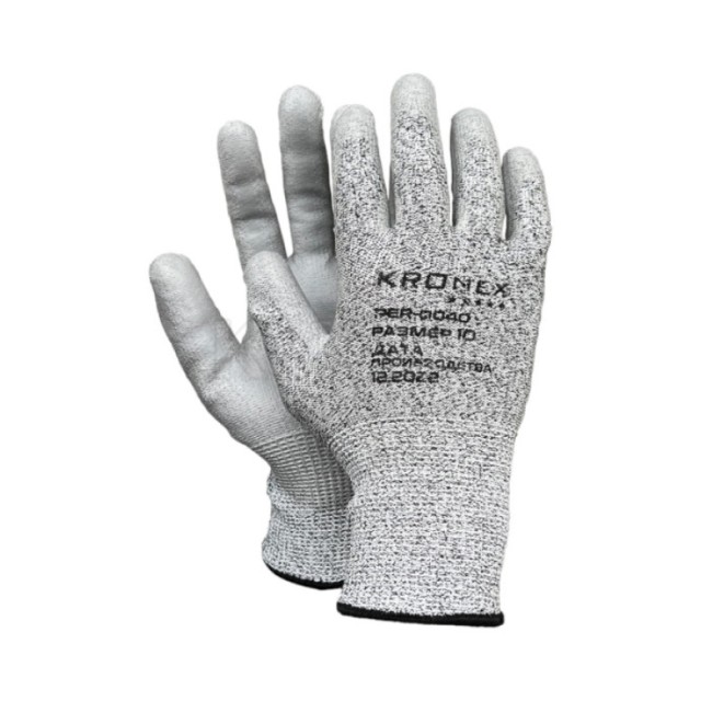 Перчатки трикотажные против порезов Kronex Carbon латексное покрытие