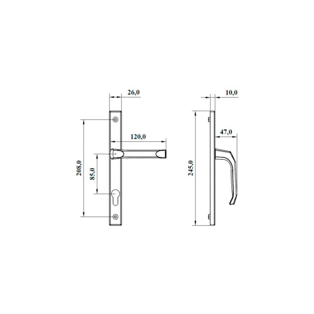 Гарнитур нажимной Astex 26/85мм ПП2В 00017367 серый