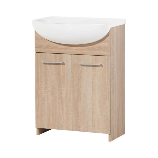 Тумба напольная Акваль Карина 60 дуб сонома с умывальником Rosa Уют 60