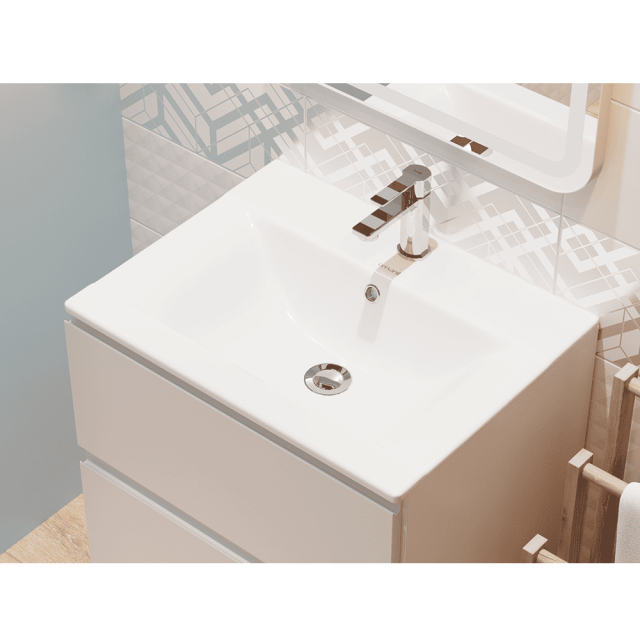 Тумба подвесная Idea Como Нова Колор 60 с раковиной Cersanit Moduo 60