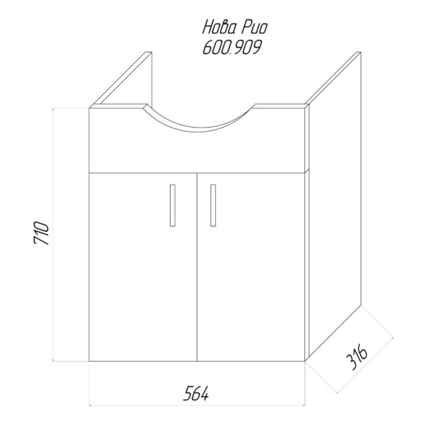 Тумба напольная Idea Нова Рио 60 с умывальником Santek Байкал-60