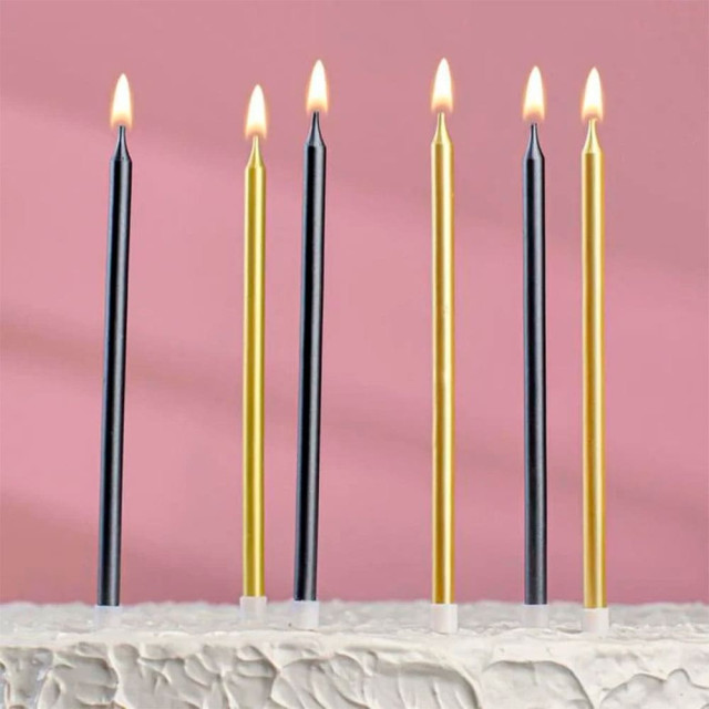 Свечи в торт Страна Карнавалия С днём рождения 4710824 высокие черный+золотые 6 шт