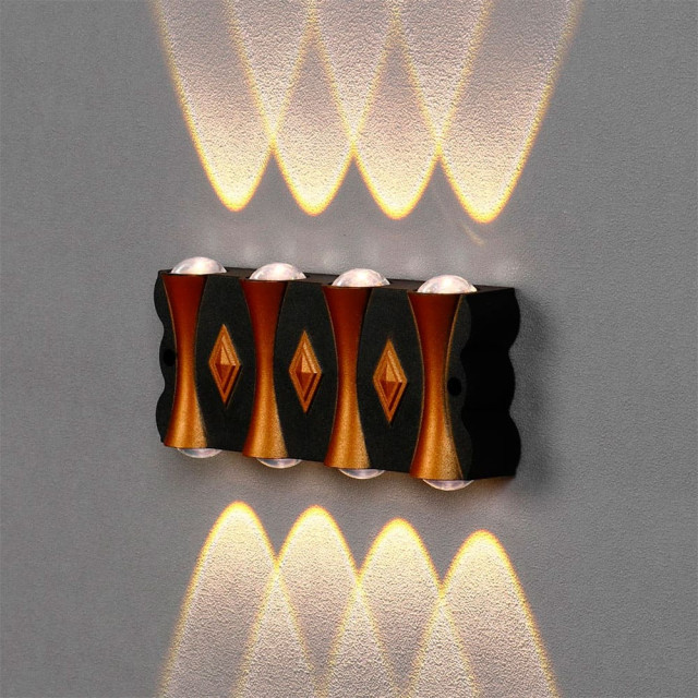 Светильник Глосс FSD-044 фасадный 8 Вт 3000К 4 луча IP65 220 В пластик черный