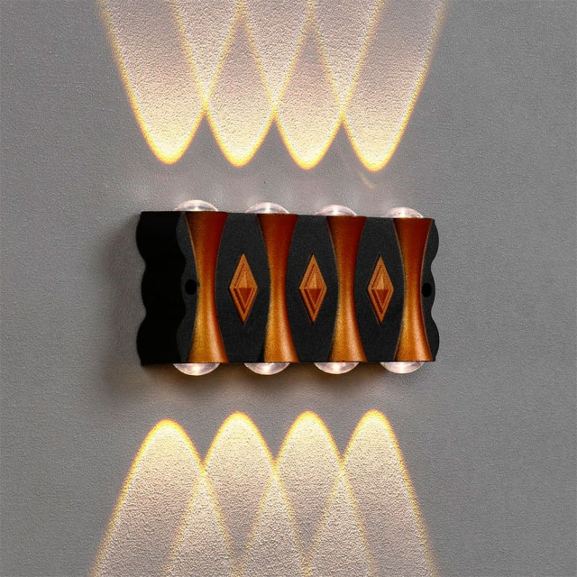 Светильник Глосс FSD-044 фасадный 8 Вт 3000К 4 луча IP65 220 В пластик черный