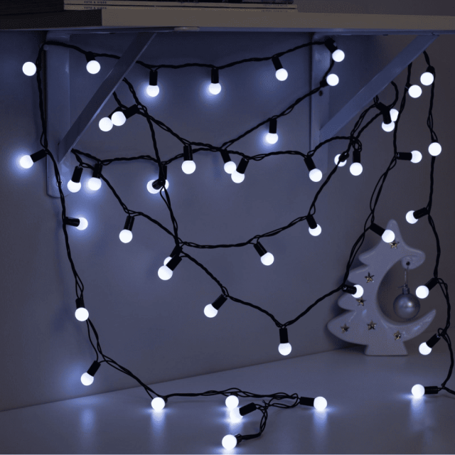 Гирлянда Luazon Lighting Нить Шарики уличная белый свет 10 м