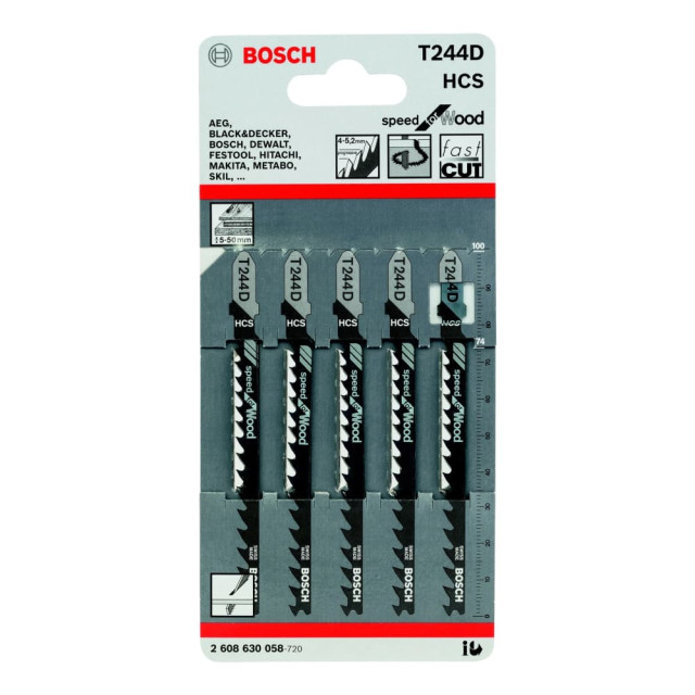 Пилка для лобзика Bosch 2608630058 по дереву T244D 5 шт