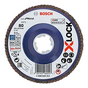 Круг лепестковый Bosch X-Lock 2608619211 125*22.2 мм G80 плоский