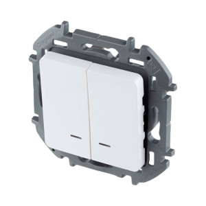 Выключатель Legrand Inspiria 673630 2 клавиши с подсветкой белый
