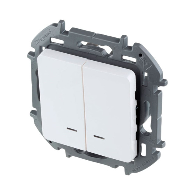 Выключатель Legrand Inspiria 673630 2 клавиши с подсветкой белый