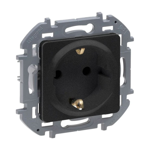 Розетка Legrand Inspiria 673733 2P+E со шторками антрацит