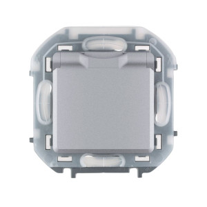 Розетка Legrand Inspiria 673742 2P+E с крышкой со шторками алюминий