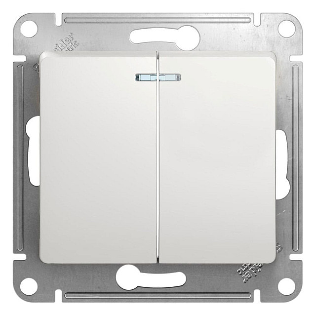 Выключатель Schneider Electric Glossa GSL000153 2-клавишный с подсветкой белый