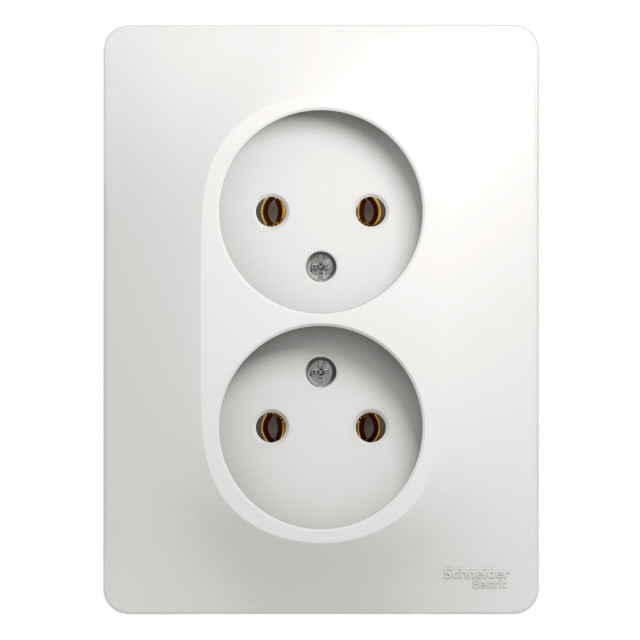 Розетка Schneider Electric Glossa GSL000120 двойная без заземления белая Розетка Schneider Electric Glossa GSL000120 двойная без заземления белая