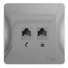 Розетка Schneider Electric Glossa GSL000385 двойная RJ11+RJ45 кат 5Е алюминий