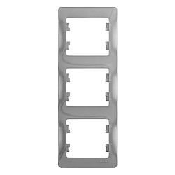 Рамка Schneider Electric Glossa GSL000307 3 поста вертикальная алюминий