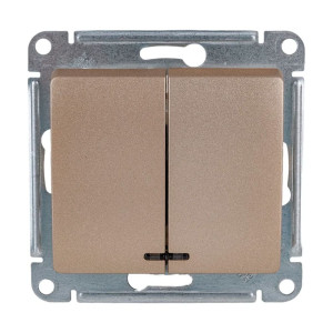 Выключатель Schneider Electric Glossa GSL000453 2 клавиши с подсветкой титан