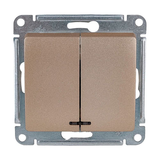 Выключатель Schneider Electric Glossa GSL000453 2 клавиши с подсветкой титан Выключатель Schneider Electric Glossa GSL000453 2 клавиши с подсветкой титан