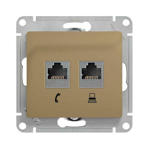 Розетка Schneider Electric Glossa GSL000485 двойная RJ11+ RJ45 кат.5Е титан