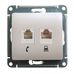 Розетка Schneider Electric Glossa GSL000685 двойная RJ11+RJ45 кат 5E перламутр