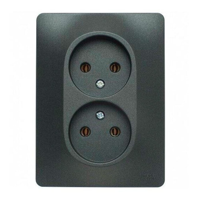 Розетка Schneider Electric Glossa GSL000720 2 места без заземления антрацит Розетка Schneider Electric Glossa GSL000720 2 места без заземления антрацит