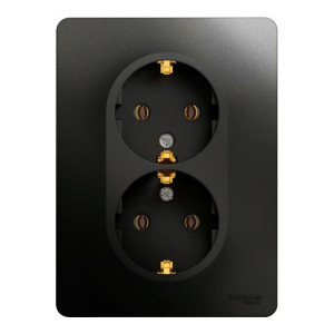 Розетка Schneider Electric Glossa 2 места с заземлением антрацит
