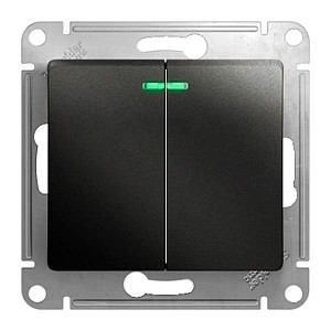 Выключатель Schneider Electric Glossa GSL000753 2 клавиши с подсветкой антрацит