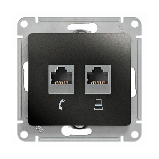 Розетка Schneider Electric Glossa GSL000785 двойная RJ11+RJ45 антрацит