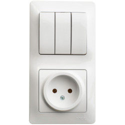 Блок Schneider Electric Glossa GSL000176 розетка и выключатель 3 клавиши белый