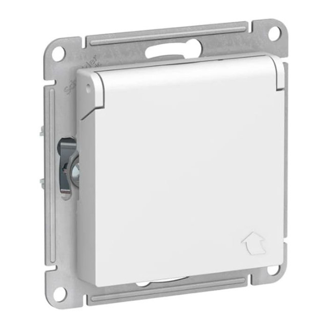 Розетка Schneider Electric AtlasDesign ATN000146 IP20 с заземлением со шторкой с крышкой белая