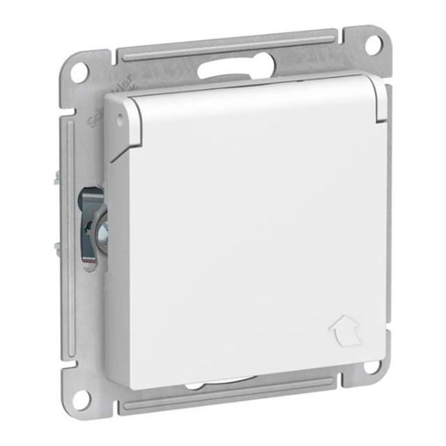 Розетка Schneider Electric AtlasDesign ATN000146 IP20 с заземлением со шторкой с крышкой белая
