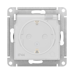 Розетка Schneider Electric AtlasDesign ATN000146 с заземлением со шторкой с крышкой белая