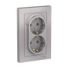 Розетка Schneider Electric AtlasDesign ATN000324 2-местная с заземлением без шторки алюминий