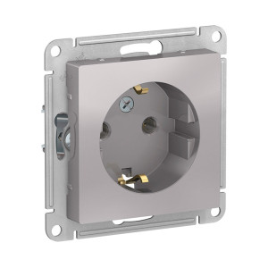 Розетка Schneider Electric AtlasDesign ATN000343 с заземлением без шторки алюминий