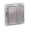 Выключатель Schneider Electric AtlasDesign ATN000353 2 клавиши с подсветкой алюминий
